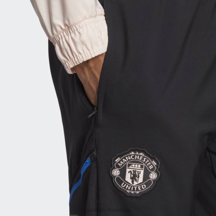 Adidas pantaloni de trening de prezentare manchester united strălucesc albastru bărbați negru/albastru strălucitor 2JBN13481