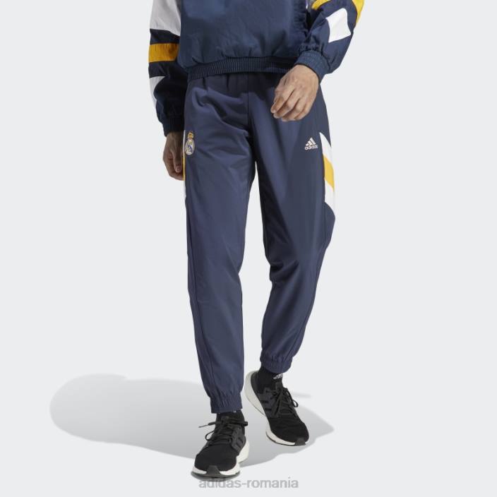 Adidas pantaloni țesuți icoană real madrid bleumarin de noapte adidas bărbați marina de noapte 2JBN6057