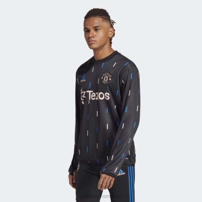 Adidas top cald pre-meci manchester united negru bărbați negru/gri noapte/albastru/roz 2JBN13624