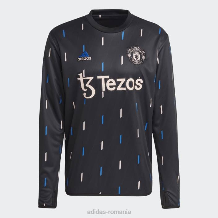 Adidas top cald pre-meci manchester united negru bărbați negru/gri noapte/albastru/roz 2JBN13624
