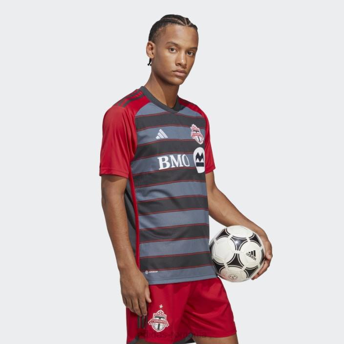 Adidas tricou acasă toronto fc 23/24, gri solid bărbați gri/rosu solid 2JBN6149