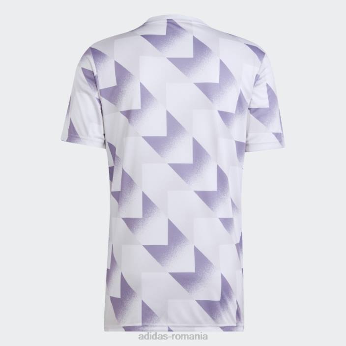 Adidas tricou alb al Real Madrid înainte de meci bărbați alb/gri liniuță/liliac 2JBN7079