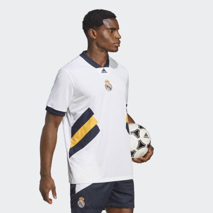 Adidas tricou alb cu icoana real madrid bărbați alb 2JBN6004