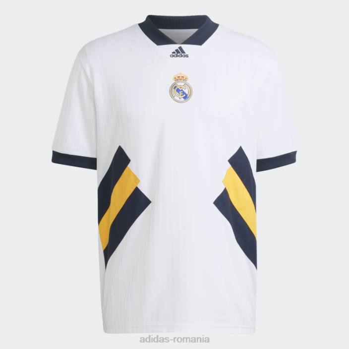 Adidas tricou alb cu icoana real madrid bărbați alb 2JBN6004