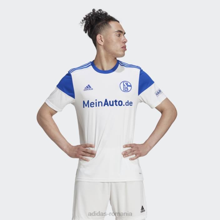 Adidas tricou alb fc Schalke 04 22/23 deplasare adidas bărbați alb/albastru îndrăzneț 2JBN14391