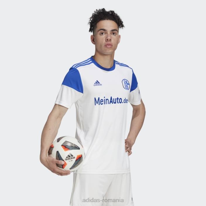 Adidas tricou alb fc Schalke 04 22/23 deplasare adidas bărbați alb/albastru îndrăzneț 2JBN14391