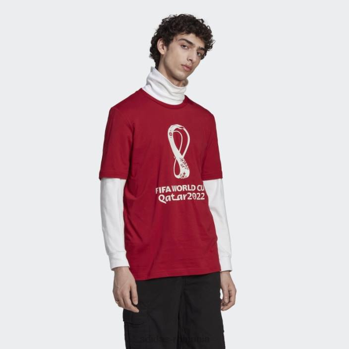 Adidas tricou cu grafic maroon FIFA World Cup 2022 bărbați maro 2JBN7132