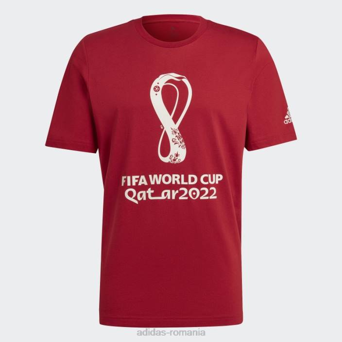 Adidas tricou cu grafic maroon FIFA World Cup 2022 bărbați maro 2JBN7132