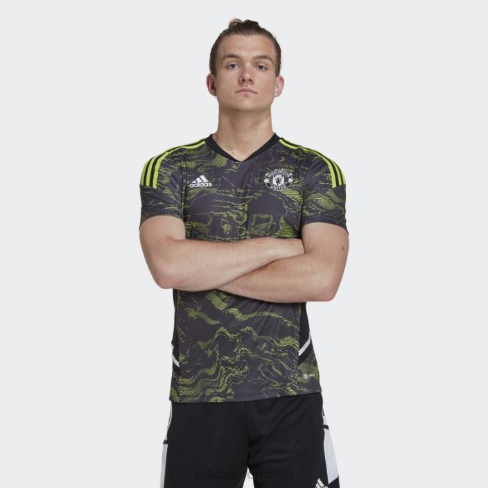 Adidas tricou de antrenament slime manchester united condivo 22 bărbați slime/negru 2JBN13690