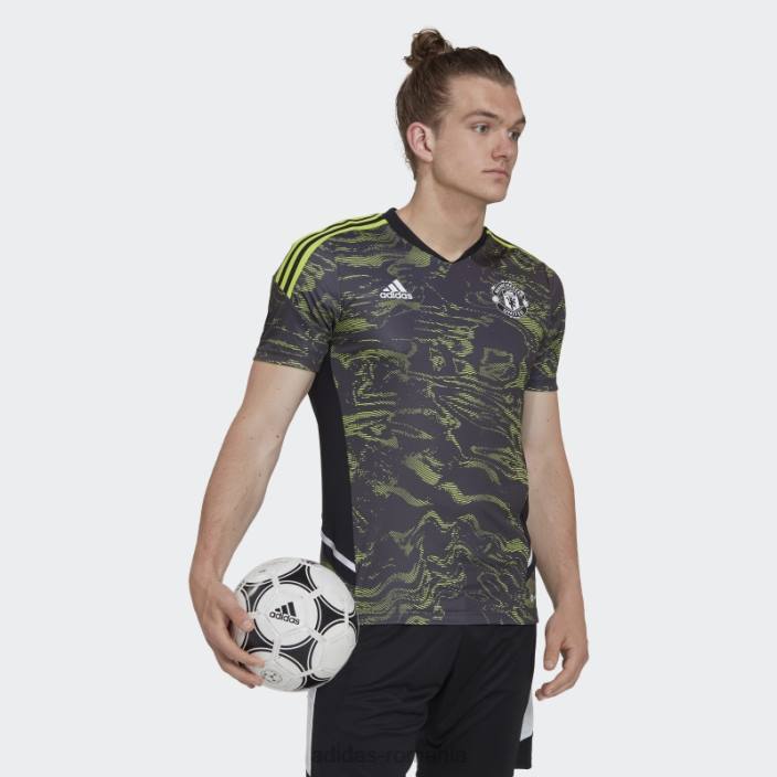 Adidas tricou de antrenament slime manchester united condivo 22 bărbați slime/negru 2JBN13690