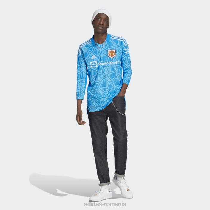 Adidas tricou de portar de acasă, de la blue rush, Manchester United 22/23 bărbați papură albastră 2JBN13456