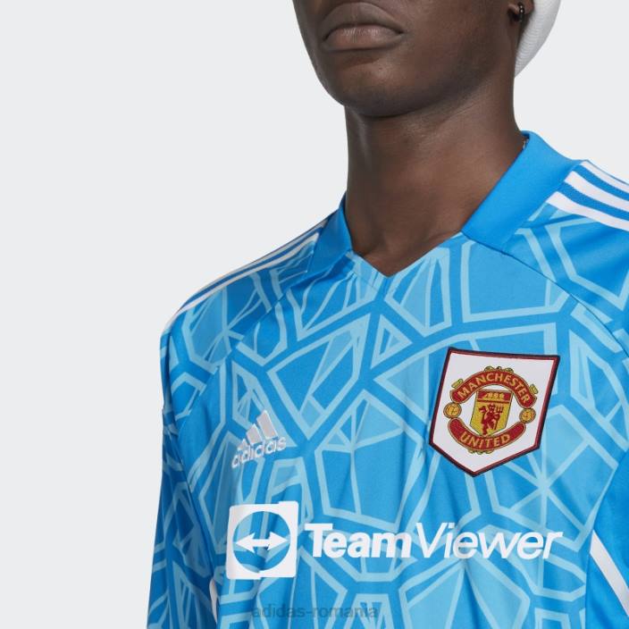 Adidas tricou de portar de acasă, de la blue rush, Manchester United 22/23 bărbați papură albastră 2JBN13456
