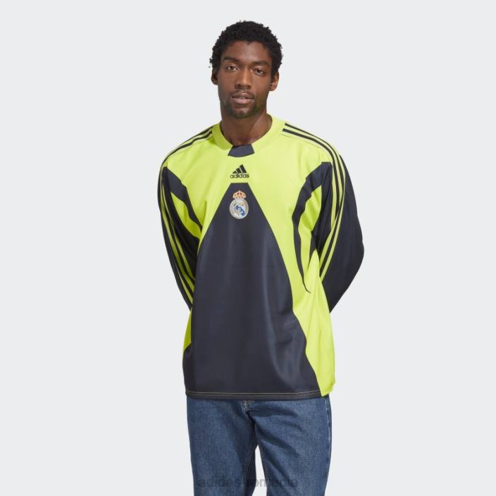 Adidas tricou de portar icoana real madrid bleumarin de noapte bărbați bleumarin de noapte/galben sol 2JBN5740