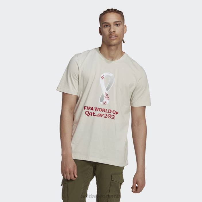 Adidas tricou grafic cupa mondială fifa 2022 talc bărbați talc 2JBN7327
