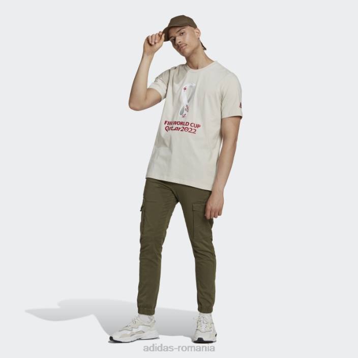 Adidas tricou grafic cupa mondială fifa 2022 talc bărbați talc 2JBN7327