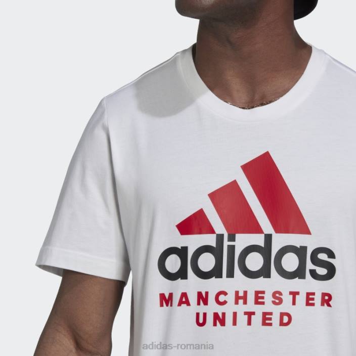Adidas tricou grafic manchester united dna alb bărbați alb 2JBN13904