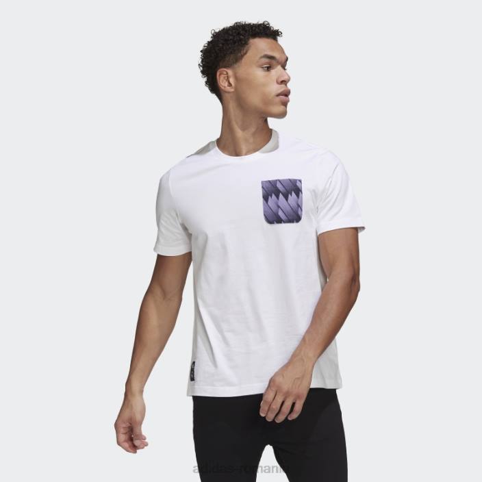 Adidas tricou grafic real madrid alb bărbați alb 2JBN14161