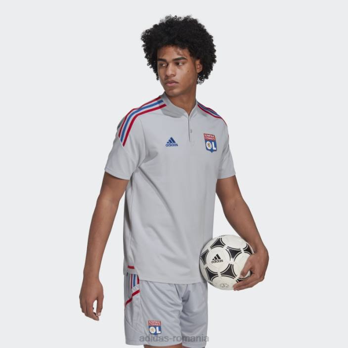 Adidas tricou polo de antrenament olympique lyonnais tiro 21 argintiu bărbați argint 2JBN14419