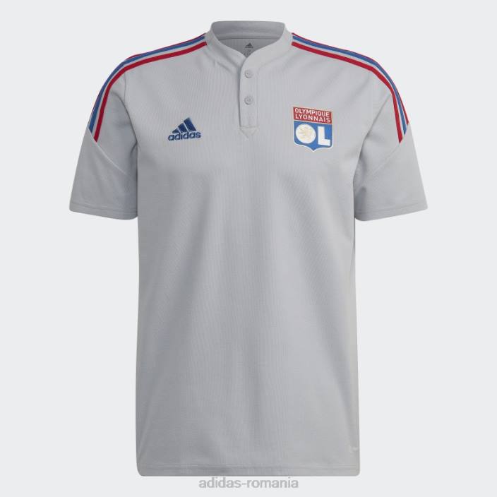 Adidas tricou polo de antrenament olympique lyonnais tiro 21 argintiu bărbați argint 2JBN14419