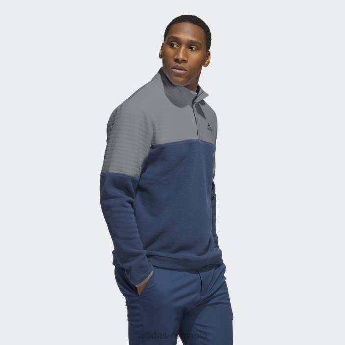 Adidas Pulover cu fermoar 1/4 dwr colorblock gri bărbați gri/bleumarin 2JBN5486