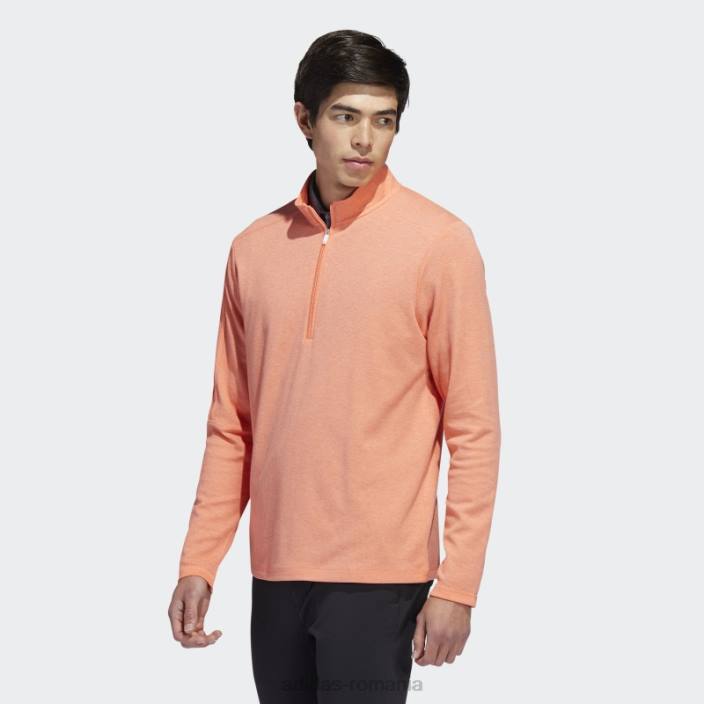 Adidas Pulover cu fermoar sfert cu 3 dungi coral mel bărbați coral mel 2JBN5353