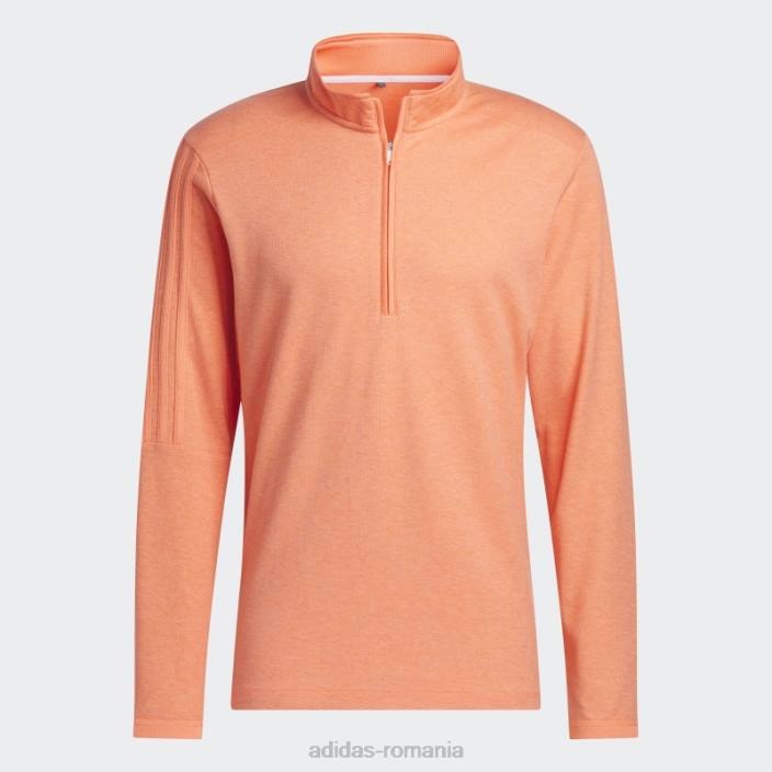 Adidas Pulover cu fermoar sfert cu 3 dungi coral mel bărbați coral mel 2JBN5353