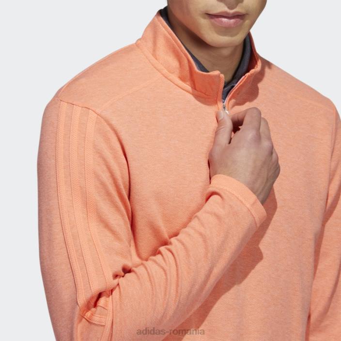Adidas Pulover cu fermoar sfert cu 3 dungi coral mel bărbați coral mel 2JBN5353