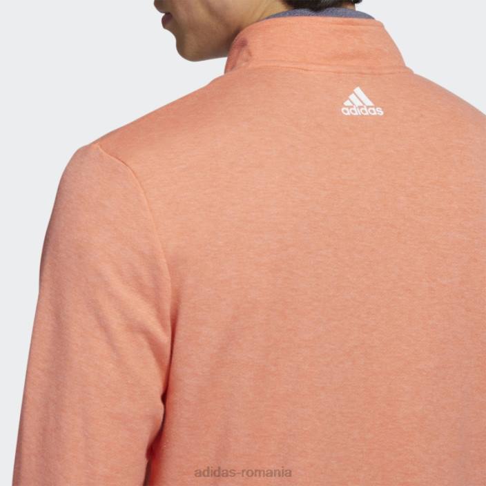 Adidas Pulover cu fermoar sfert cu 3 dungi coral mel bărbați coral mel 2JBN5353