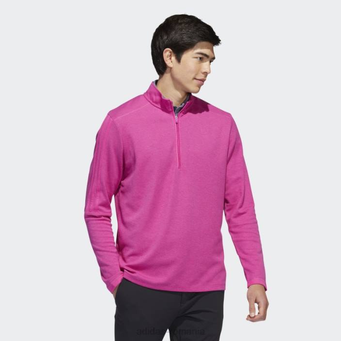 Adidas Pulover cu fermoar sfert cu 3 dungi fucsia mel adidas bărbați fucsia mel 2JBN6498