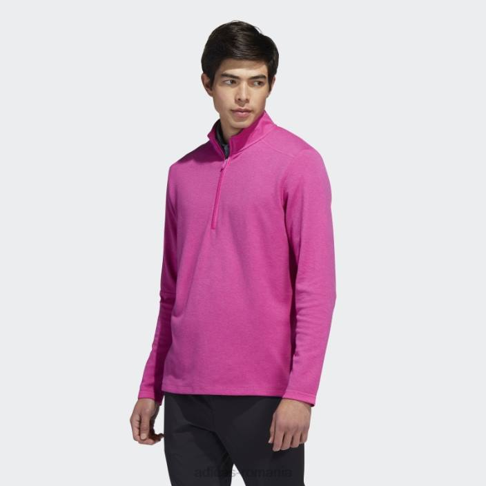 Adidas Pulover cu fermoar sfert cu 3 dungi fucsia mel adidas bărbați fucsia mel 2JBN6498