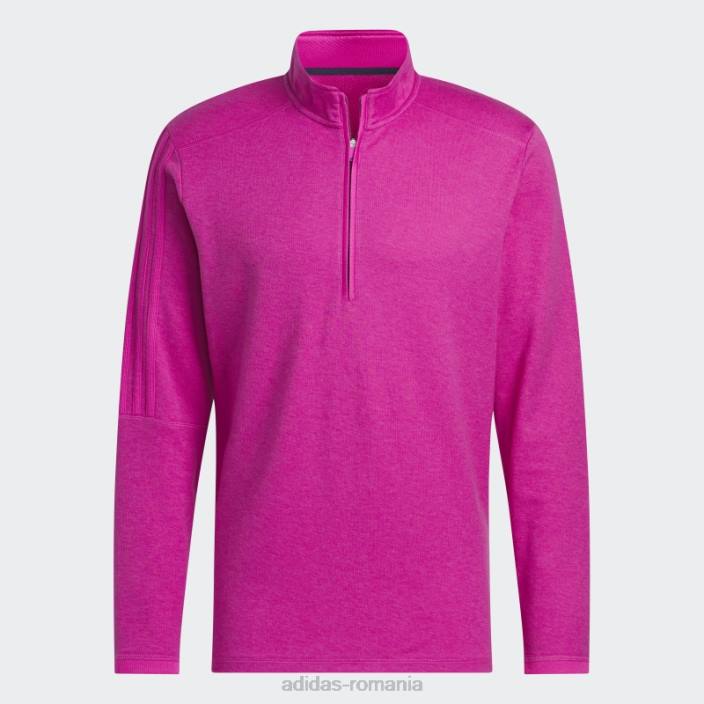 Adidas Pulover cu fermoar sfert cu 3 dungi fucsia mel adidas bărbați fucsia mel 2JBN6498
