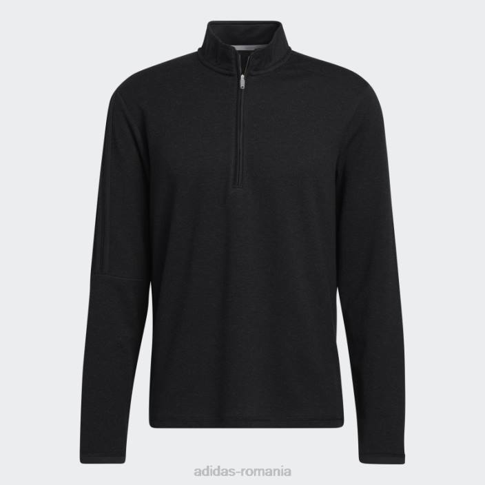 Adidas Pulover cu fermoar sfert cu 3 dungi, negru melange bărbați melange negru 2JBN6613
