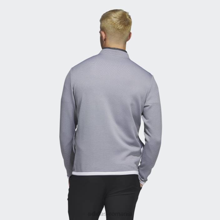 Adidas Pulover de golf cu fermoar 1/4 alb cu micropuncte adidas bărbați alb/gri 2JBN6579