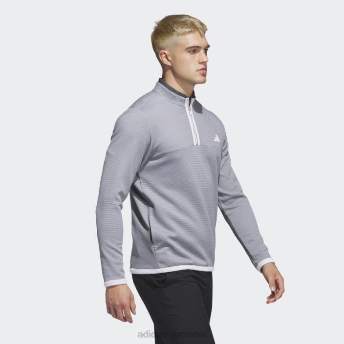 Adidas Pulover de golf cu fermoar 1/4 alb cu micropuncte adidas bărbați alb/gri 2JBN6579