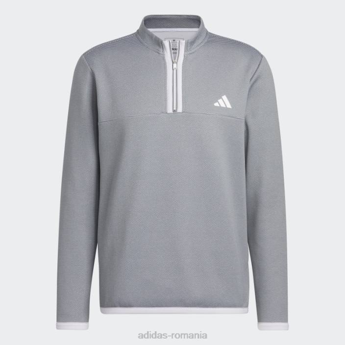Adidas Pulover de golf cu fermoar 1/4 alb cu micropuncte adidas bărbați alb/gri 2JBN6579