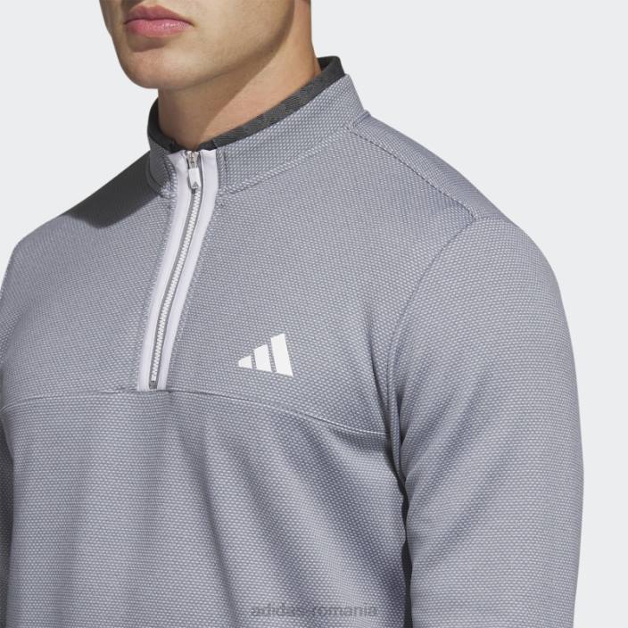 Adidas Pulover de golf cu fermoar 1/4 alb cu micropuncte adidas bărbați alb/gri 2JBN6579