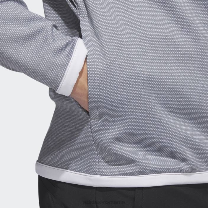 Adidas Pulover de golf cu fermoar 1/4 alb cu micropuncte adidas bărbați alb/gri 2JBN6579