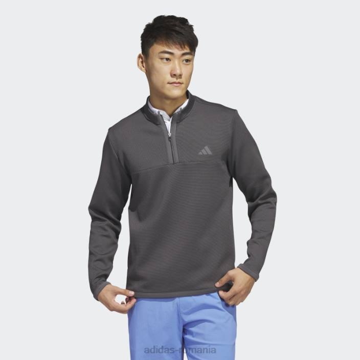 Adidas Pulover de golf microdot cu fermoar 1/4 negru bărbați gri inchis 2JBN6367