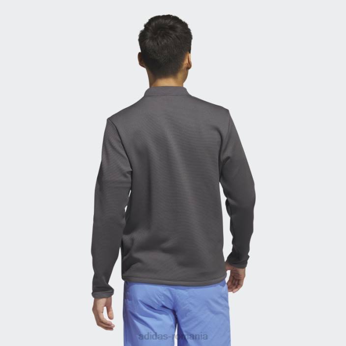 Adidas Pulover de golf microdot cu fermoar 1/4 negru bărbați gri inchis 2JBN6367