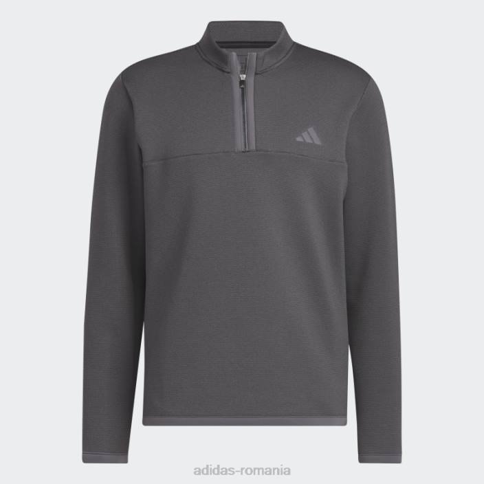 Adidas Pulover de golf microdot cu fermoar 1/4 negru bărbați gri inchis 2JBN6367