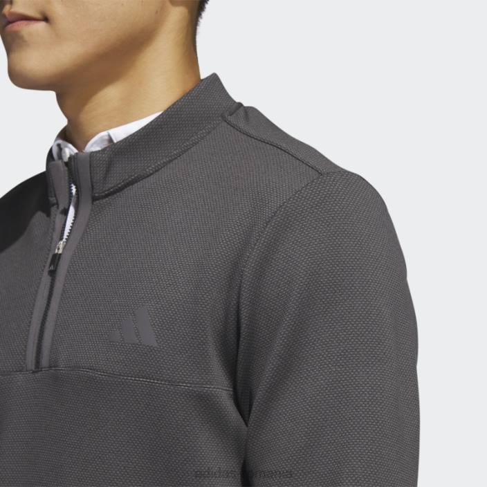 Adidas Pulover de golf microdot cu fermoar 1/4 negru bărbați gri inchis 2JBN6367