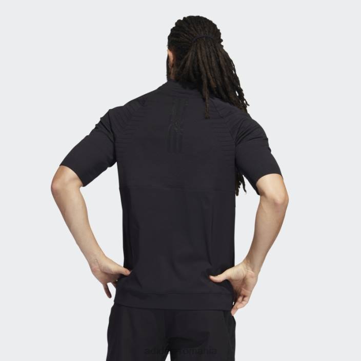 Adidas Pulover negru cu fermoar sfert din primeknit bărbați negru 2JBN7124