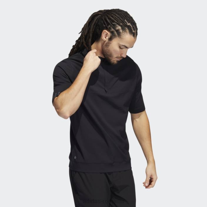 Adidas Pulover negru cu fermoar sfert din primeknit bărbați negru 2JBN7124