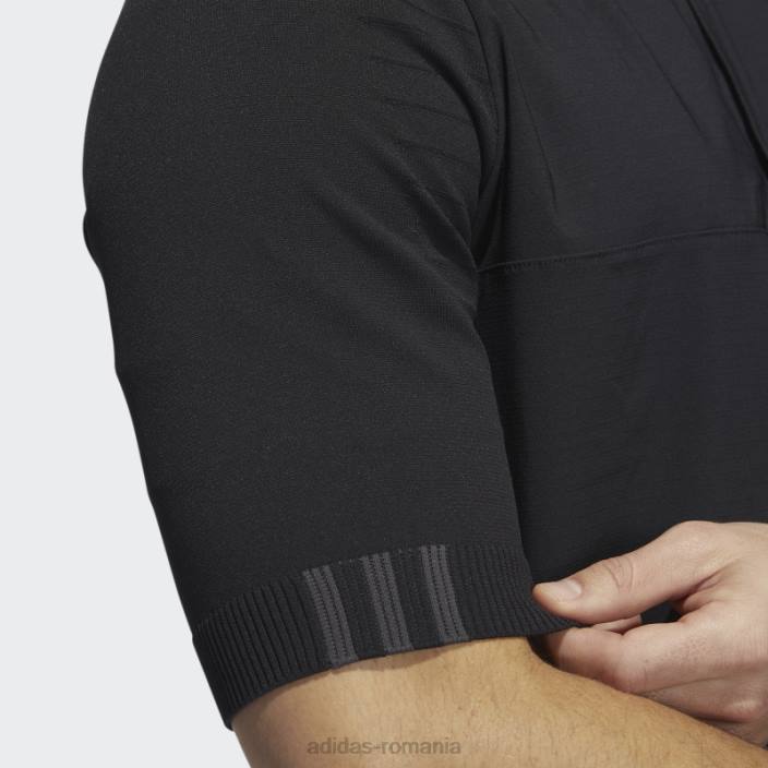 Adidas Pulover negru cu fermoar sfert din primeknit bărbați negru 2JBN7124