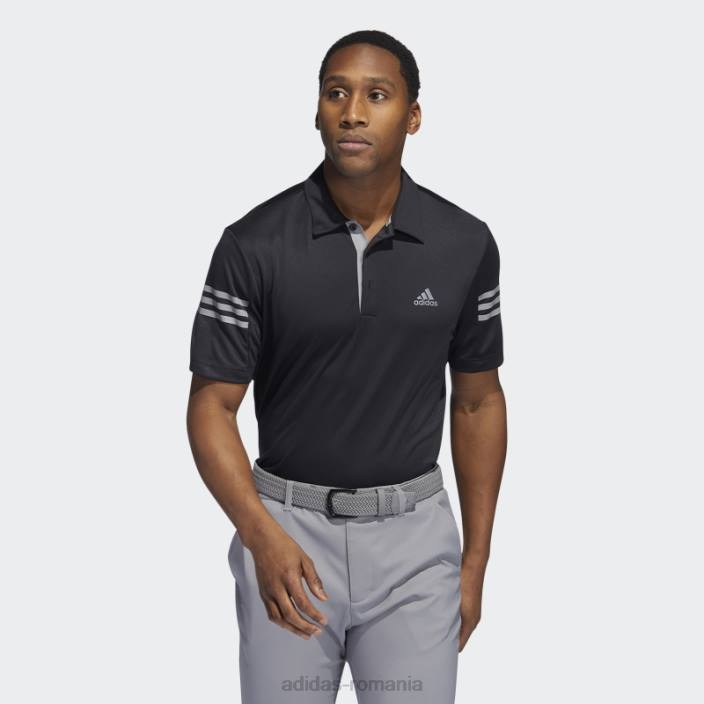 Adidas Tricou polo cu 3 dungi negru adidas bărbați gri inchis 2JBN4932
