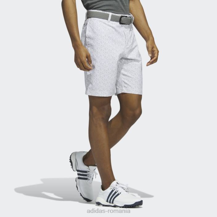 Adidas pantaloni scurți de golf imprimați ultimate365 de nouă inci, albi bărbați alb/gri 2JBN6643