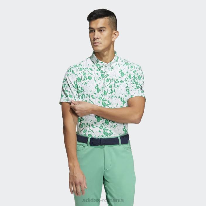 Adidas play verde tricou polo grafic alb bărbați alb/verde 2JBN13976