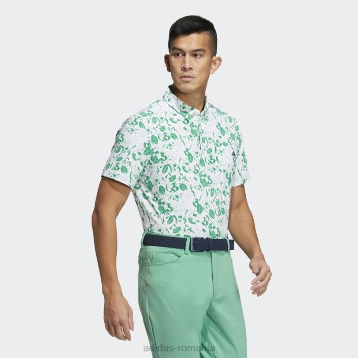 Adidas play verde tricou polo grafic alb bărbați alb/verde 2JBN13976