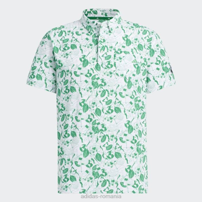 Adidas play verde tricou polo grafic alb bărbați alb/verde 2JBN13976