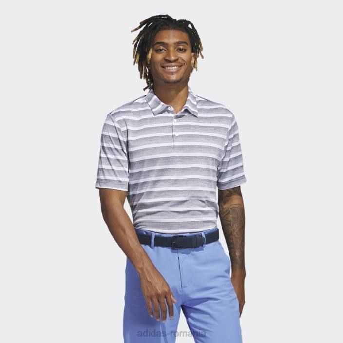 Adidas tricou polo adidas cu dungi gri bicolore bărbați gri/alb 2JBN6363